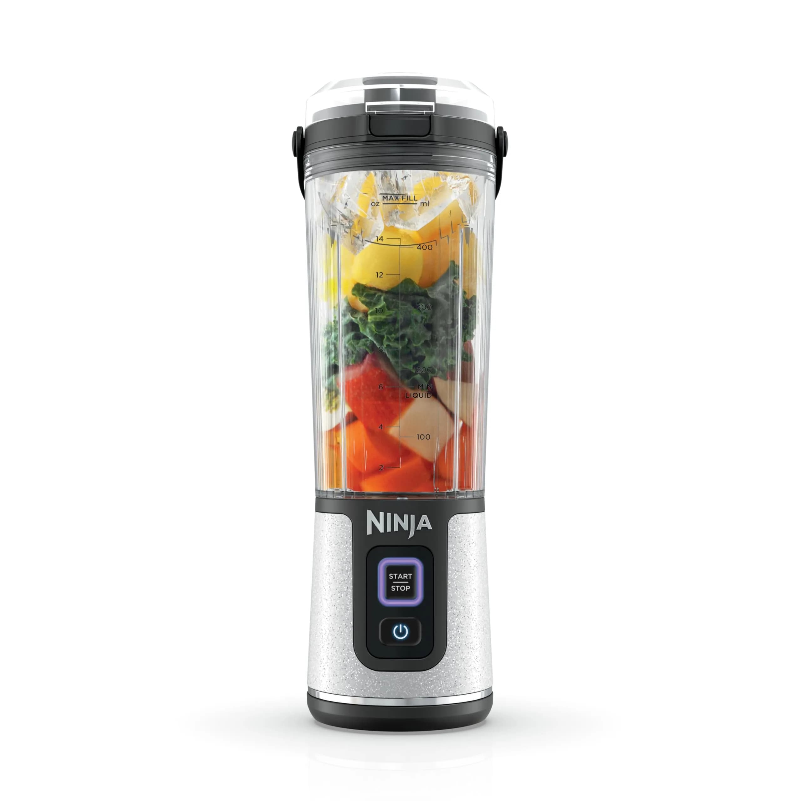 Ninja Blast Portable Blender Cordless 18oz White Glitter BC152GL | Blends Ice & Frozen Fruit Anywhere - main product image