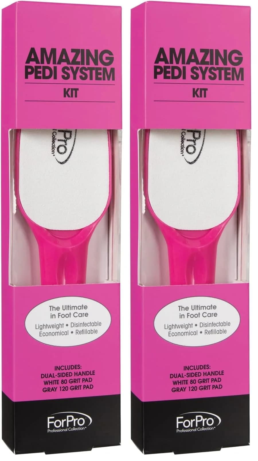 ForPro Professional Collection Amazing Pedi System Kit Pink 10" L (Pack of 2) | Double-Sided Professional Quality Pedicure File for Heels - main product image
