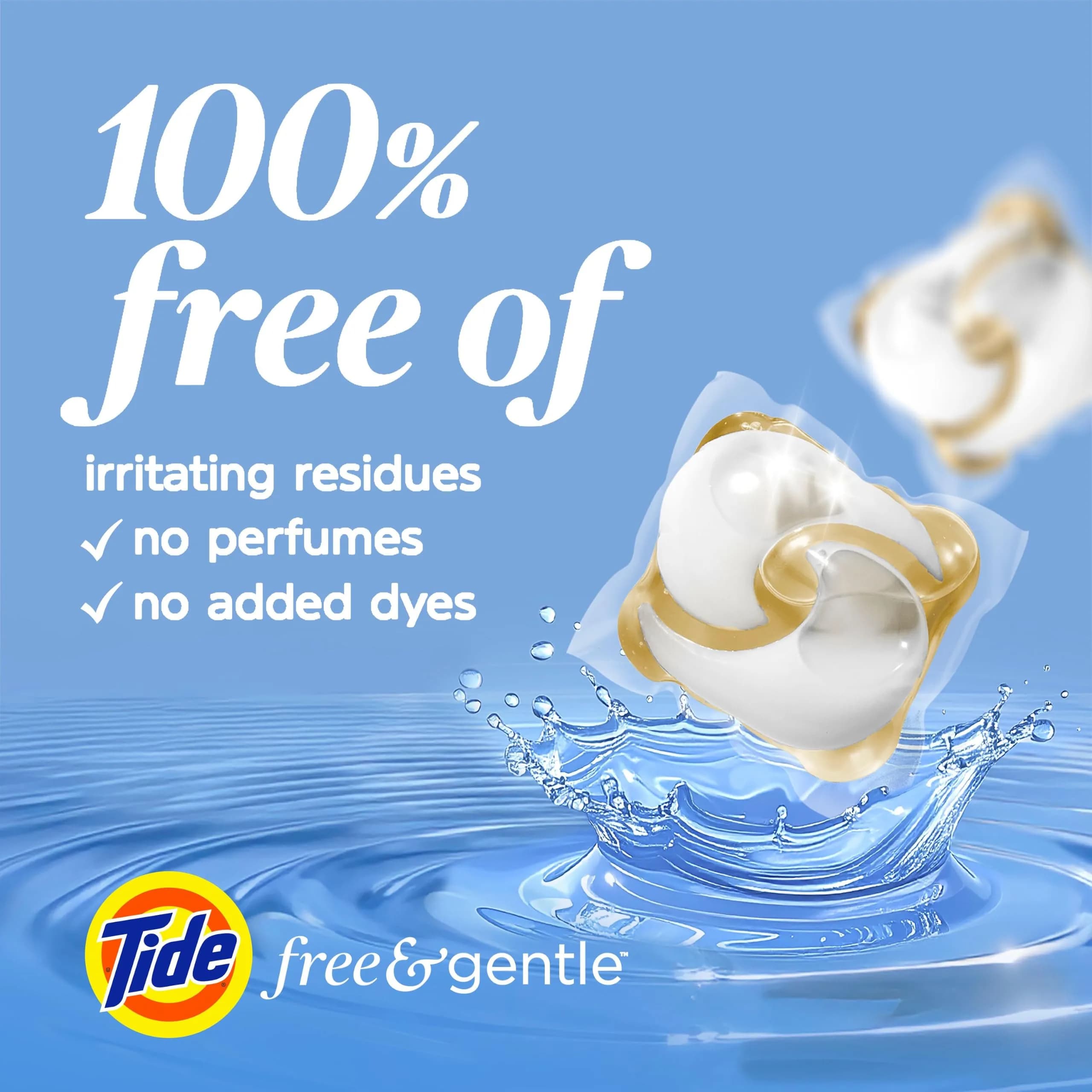 Tide PODS Free & Gentle Laundry Detergent Pacs, 102 Count | Hypoallergenic & Dye-Free Formula - view 2