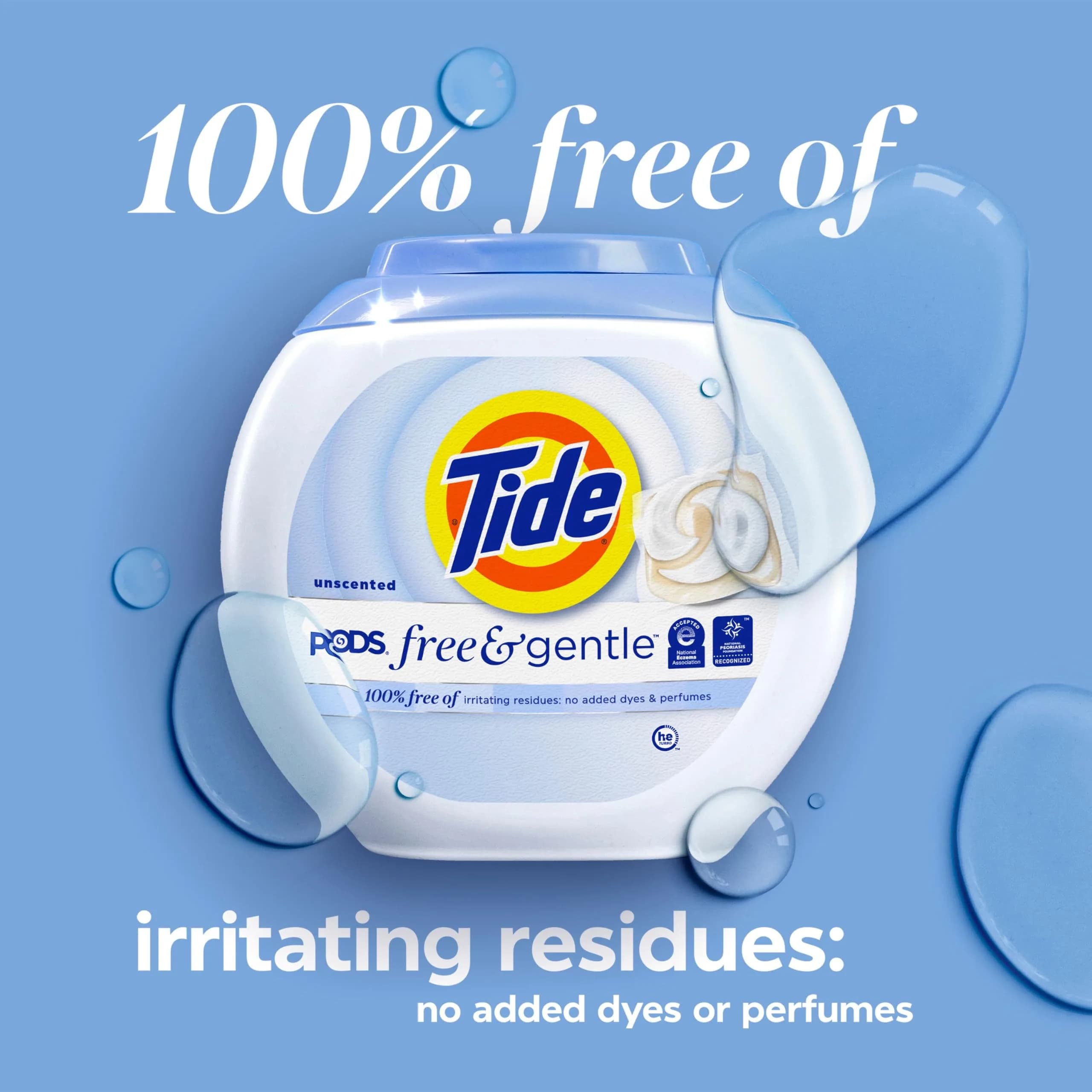 Tide PODS Free & Gentle Laundry Detergent Pacs, 102 Count | Hypoallergenic & Dye-Free Formula - view 6