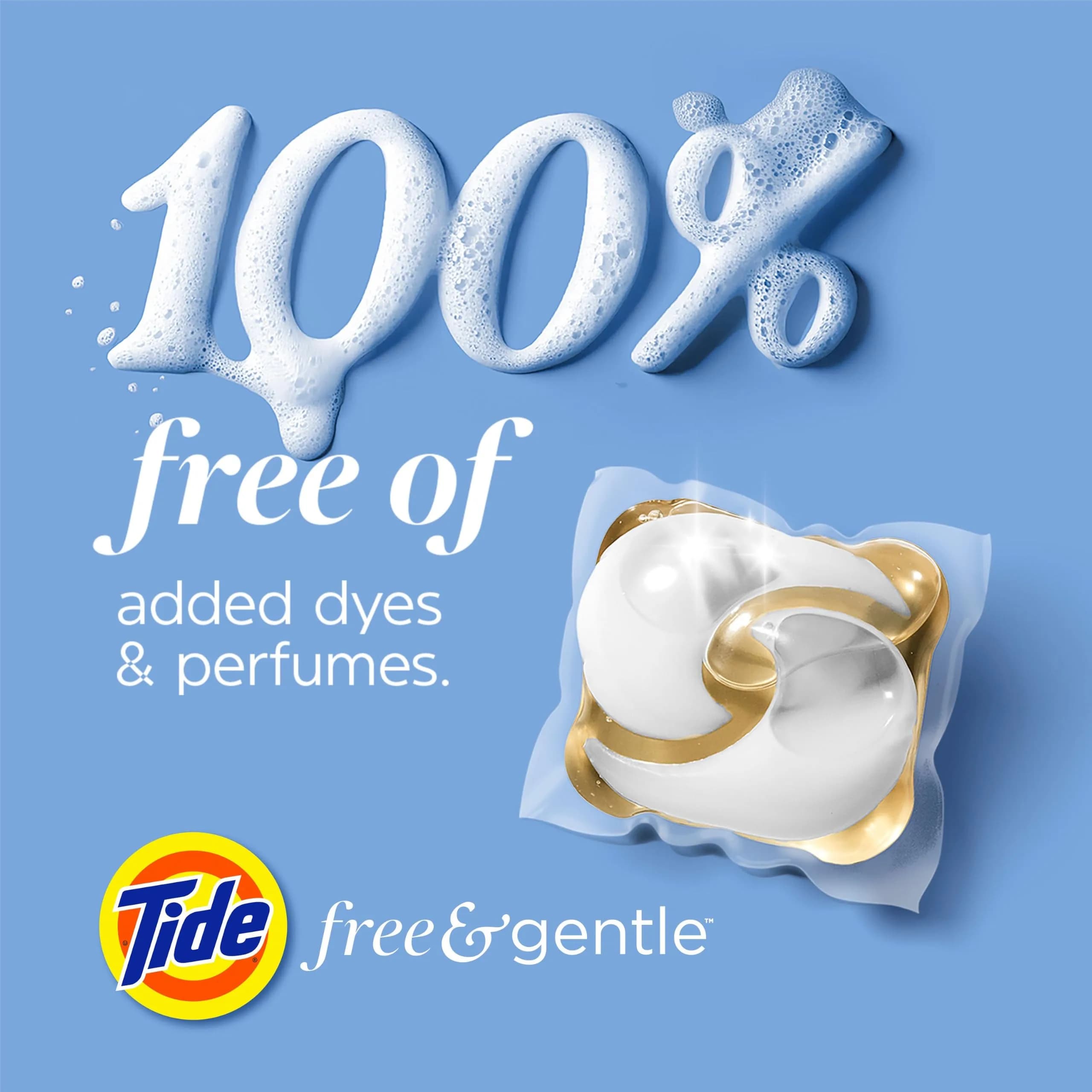 Tide PODS Free & Gentle Laundry Detergent Pacs, 102 Count | Hypoallergenic & Dye-Free Formula - view 8