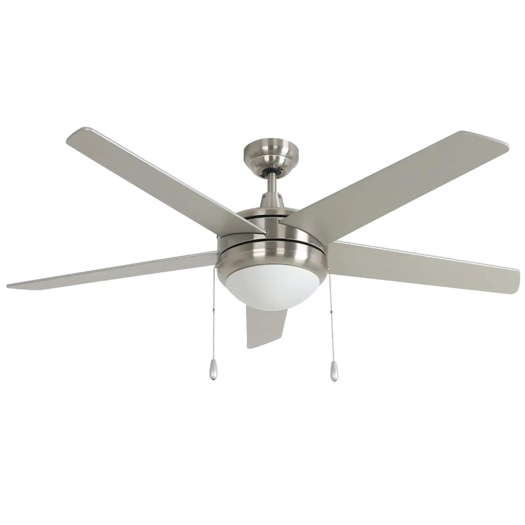RP Lighting Eupora IV 52-Inch 5 Blade Indoor Ceiling Fan Brushed Nickel | Reversible 3-Speed AC Motor — Brushed Nickel