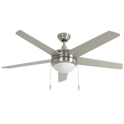 RP Lighting Eupora IV 52-Inch 5 Blade Indoor Ceiling Fan Brushed Nickel | Reversible 3-Speed AC Motor thumbnail 1