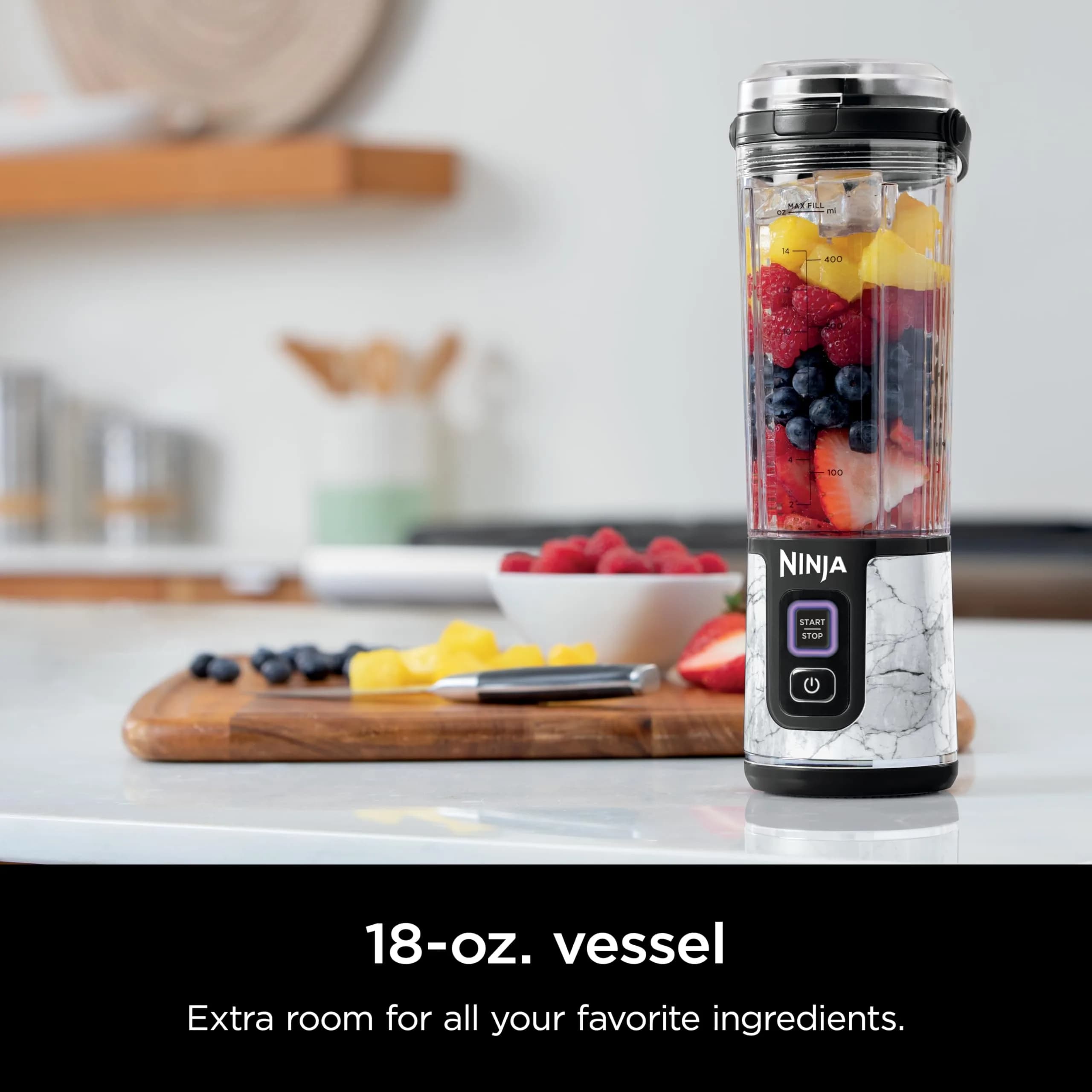 Ninja Blast Cordless Portable Blender 18oz White Marble BC152MW | Blends Ice & Frozen Fruit Anywhere thumbnail 2