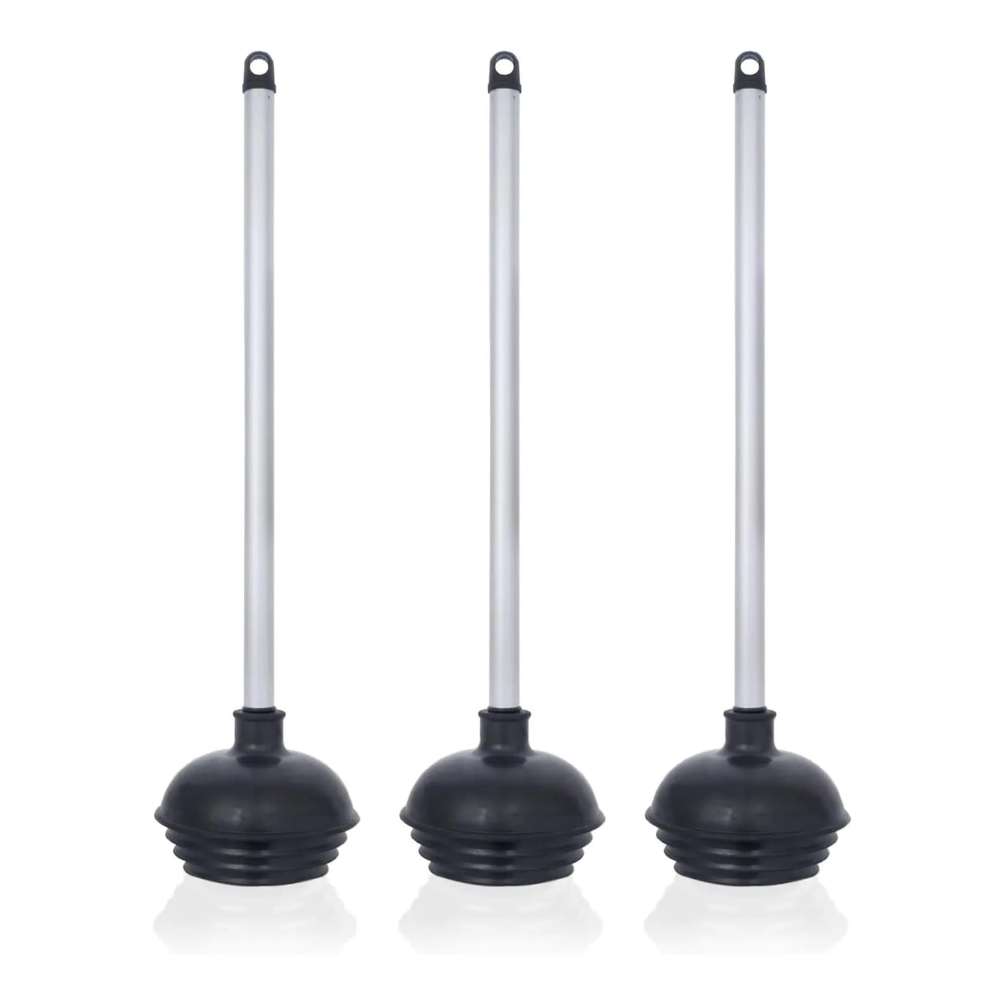 NEIKO Toilet Plungers 3 Pack Heavy Duty All-Angle Aluminum Handle | Patented Design for Tough Clogs