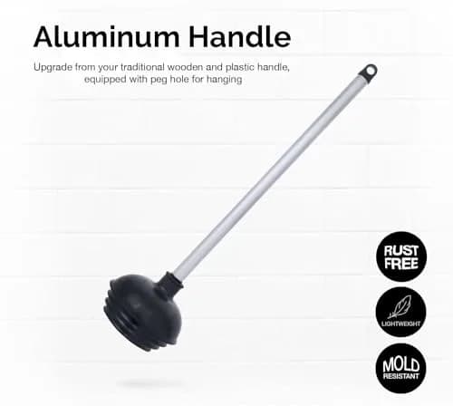 NEIKO Toilet Plungers 3 Pack Heavy Duty All-Angle Aluminum Handle | Patented Design for Tough Clogs thumbnail 4