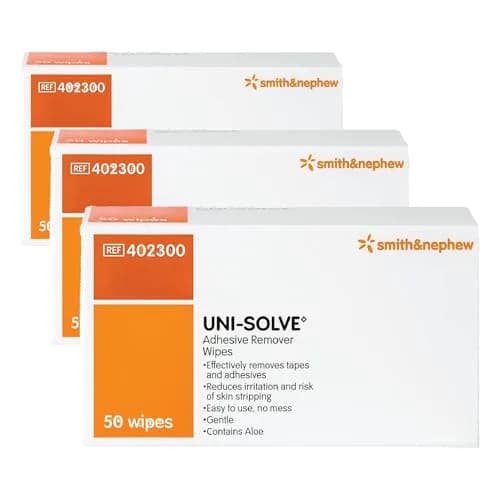 Uni Solve Adhesive Remover Wipes 150 Count | Gentle & Effective for Skin Residue thumbnail 1