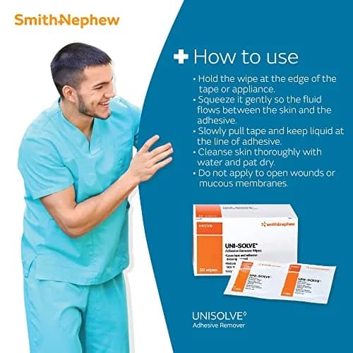 Uni Solve Adhesive Remover Wipes 150 Count | Gentle & Effective for Skin Residue thumbnail 7