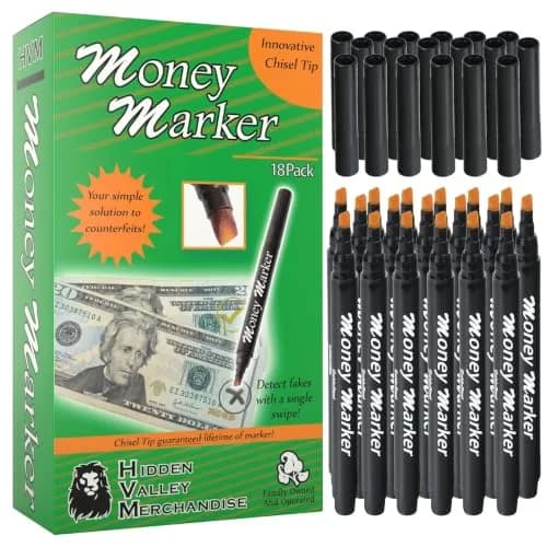 HVM Counterfeit Money Detector Pen 18 Pack | Detect Fake Bills with Special Ink thumbnail 1