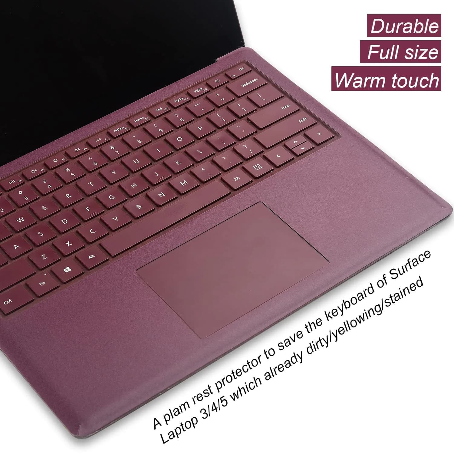 xisiciao Full Size Keyboard Palm Rest Protector for Microsoft Surface Laptop 3/4/5 (Burgundy) | Scratch-Resistant PVC Vinyl Decal - view 3
