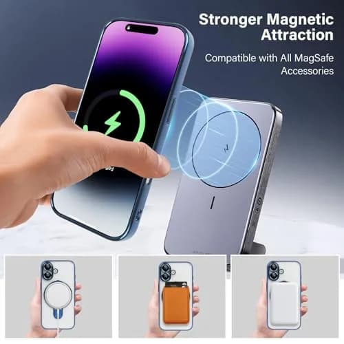 Omio Magnetic Invisible Stand Case for iPhone 16 Ultramarine | Slim Shockproof with Camera Lens Protector thumbnail 5