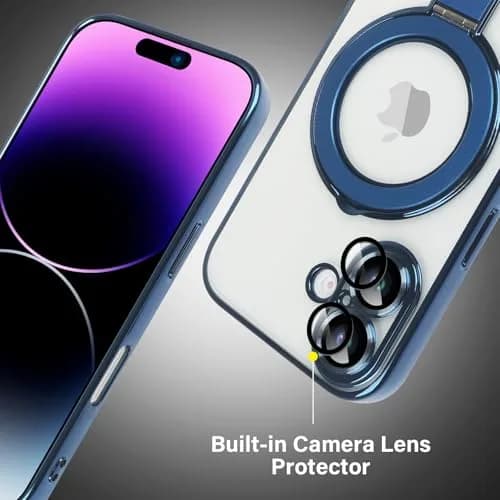 Omio Magnetic Invisible Stand Case for iPhone 16 Ultramarine | Slim Shockproof with Camera Lens Protector thumbnail 6