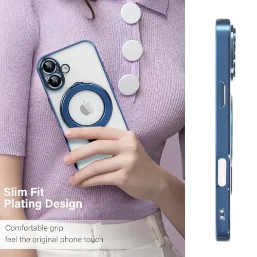 Omio Magnetic Invisible Stand Case for iPhone 16 Ultramarine | Slim Shockproof with Camera Lens Protector thumbnail 2