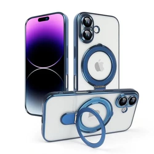 Omio Magnetic Invisible Stand Case for iPhone 16 Ultramarine | Slim Shockproof with Camera Lens Protector - main product image