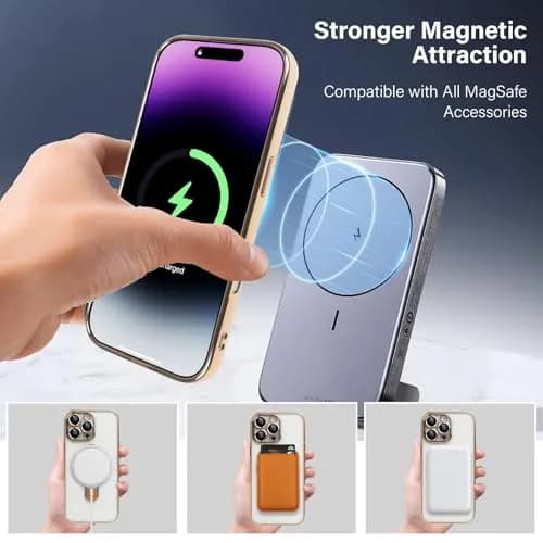 Omio Magnetic Invisible Stand Case for iPhone 16 Pro Max 6.9 inch | Clear Plating with Kickstand & MagSafe Support thumbnail 5