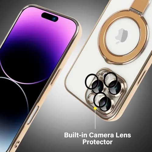 Omio Magnetic Invisible Stand Case for iPhone 16 Pro Max 6.9 inch | Clear Plating with Kickstand & MagSafe Support thumbnail 6
