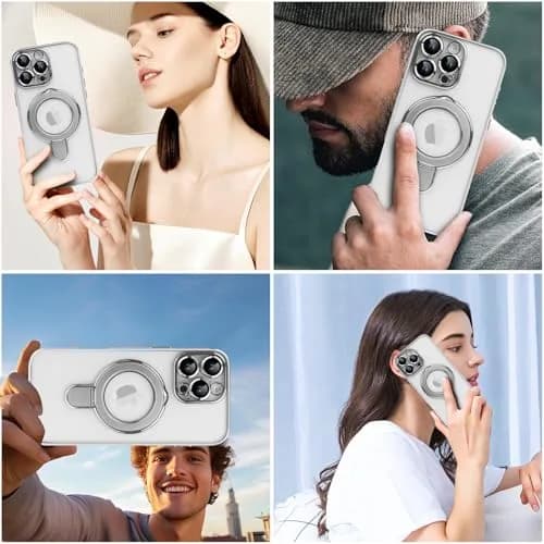 Omio Clear Magnetic Stand Case for iPhone 16 Pro Max 6.9 inch | Compatible with MagSafe, Shockproof TPU with Camera Lens Protector thumbnail 7