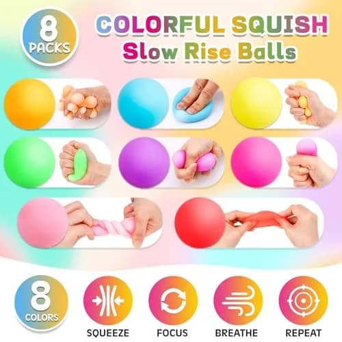 VISCOO 8 Pack Slow Rising Stress Balls, 5 cm (2 Inch) | Non-Toxic TPR for Anxiety Relief thumbnail 4