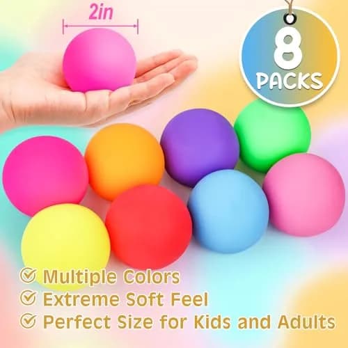 VISCOO 8 Pack Slow Rising Stress Balls, 5 cm (2 Inch) | Non-Toxic TPR for Anxiety Relief thumbnail 2
