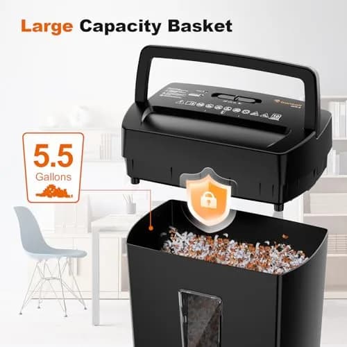 Bonsaii Micro Cut Paper Shredder 10-Sheet 5.5-Gallon Black | P-4 Security Level, Shreds Credit Cards, Staples and Paper Clips, 5-minute Run Time, Small Shredder for Home Office, C275-B thumbnail 6