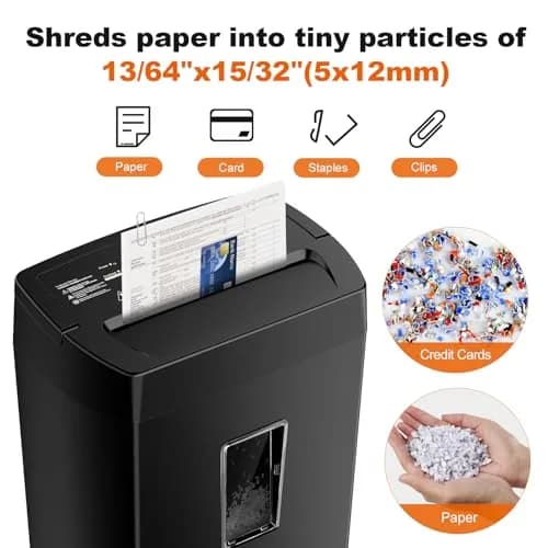 Bonsaii Micro Cut Paper Shredder 10-Sheet 5.5-Gallon Black | P-4 Security Level, Shreds Credit Cards, Staples and Paper Clips, 5-minute Run Time, Small Shredder for Home Office, C275-B thumbnail 2