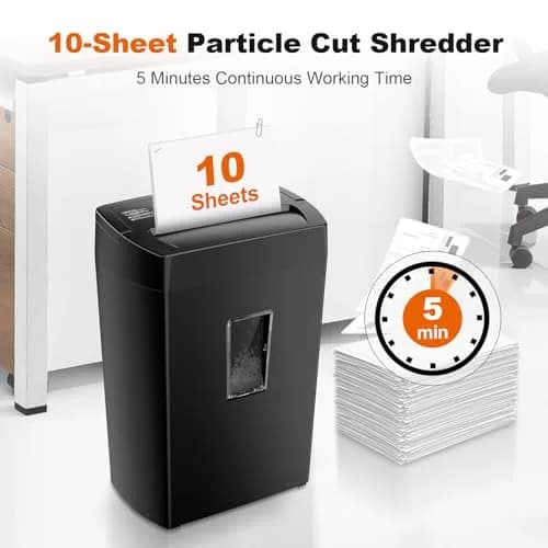 Bonsaii Micro Cut Paper Shredder 10-Sheet 5.5-Gallon Black | P-4 Security Level, Shreds Credit Cards, Staples and Paper Clips, 5-minute Run Time, Small Shredder for Home Office, C275-B thumbnail 3