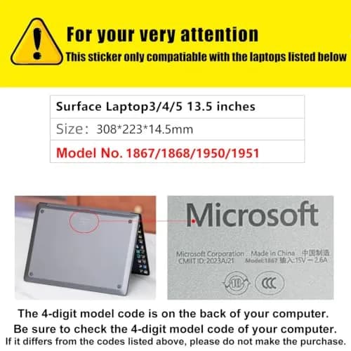 xisiciao Blue Full Size Keyboard Palm Rest Protector for Microsoft Surface Laptop 3/4/5 13.5 Inches | Scratch Resistant PVC thumbnail 2