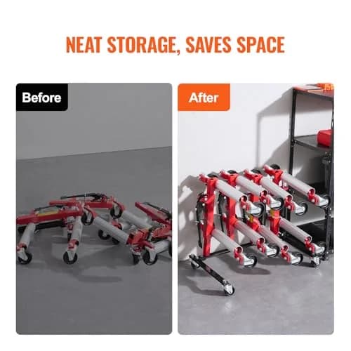 VEVOR Car Dolly Rack, Storage Rack with 360° Rotatable Wheels, Heavy-Duty Steel, 31.3x18.8x8.8 inch | Space-Efficient Garage Organizer thumbnail 4