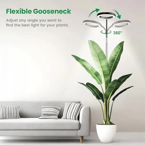 Garpsen Full Spectrum LED Grow Light 65'' Height Adjustable Halo Plant Light with 3 Color Modes & 5 Dimmable Levels | 80 LEDs thumbnail 5
