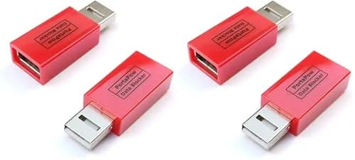 PortaPow 3rd Gen USB Data Blocker (Red 4 Pack) | Protect Against Juice Jacking thumbnail 1
