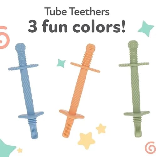 Nuby Silicone Teething Tubes - 3 Pack | Soft, Flexible Baby Teether for 3+ Months thumbnail 6
