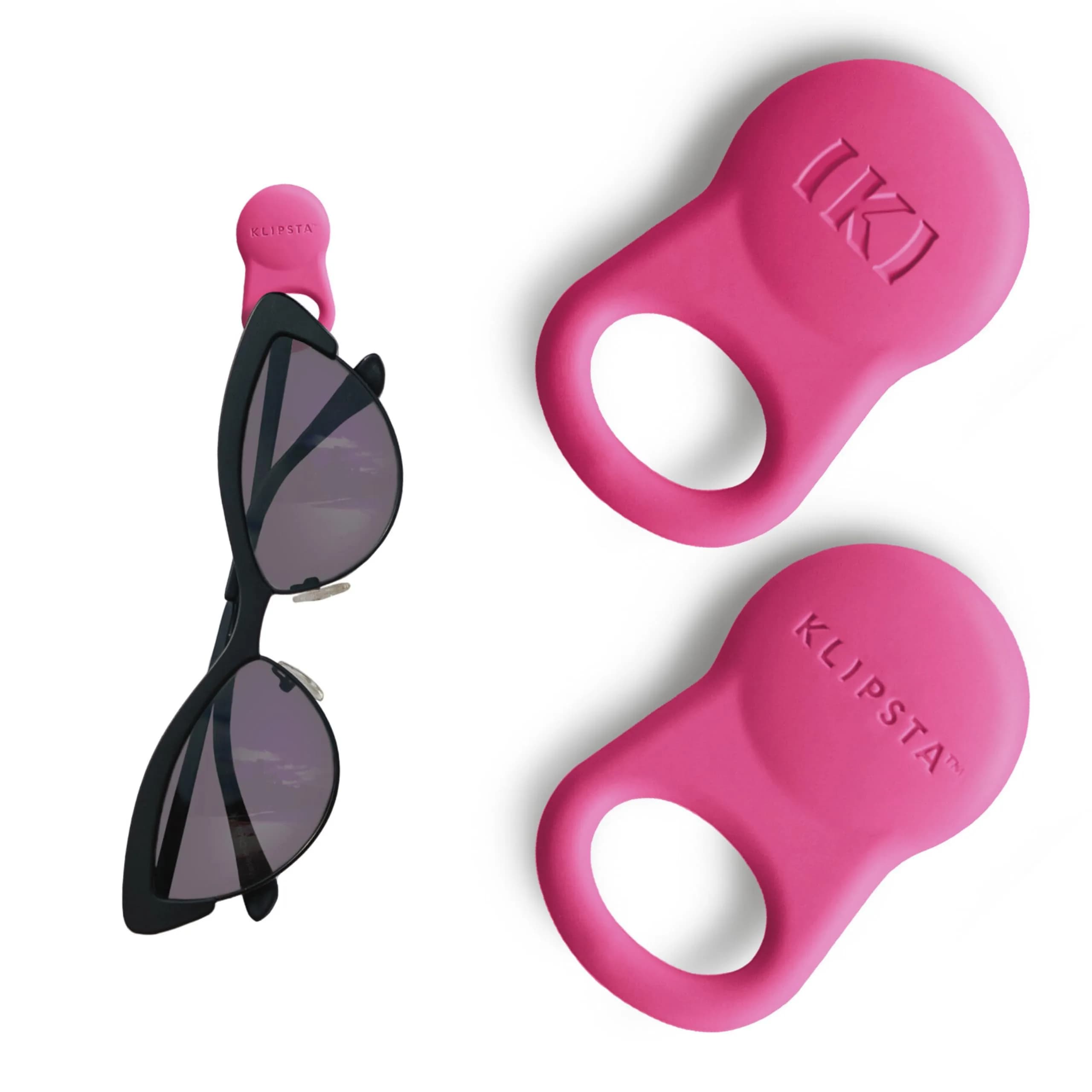 KLIPSTA SPEX Magnetic Glasses Holder Clip 2-Pack (Hot Pink) | Secure Eyewear & ID Badge Clip — Hot Pink