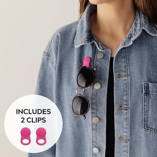 KLIPSTA SPEX Magnetic Glasses Holder Clip 2-Pack (Hot Pink) | Secure Eyewear & ID Badge Clip thumbnail 2