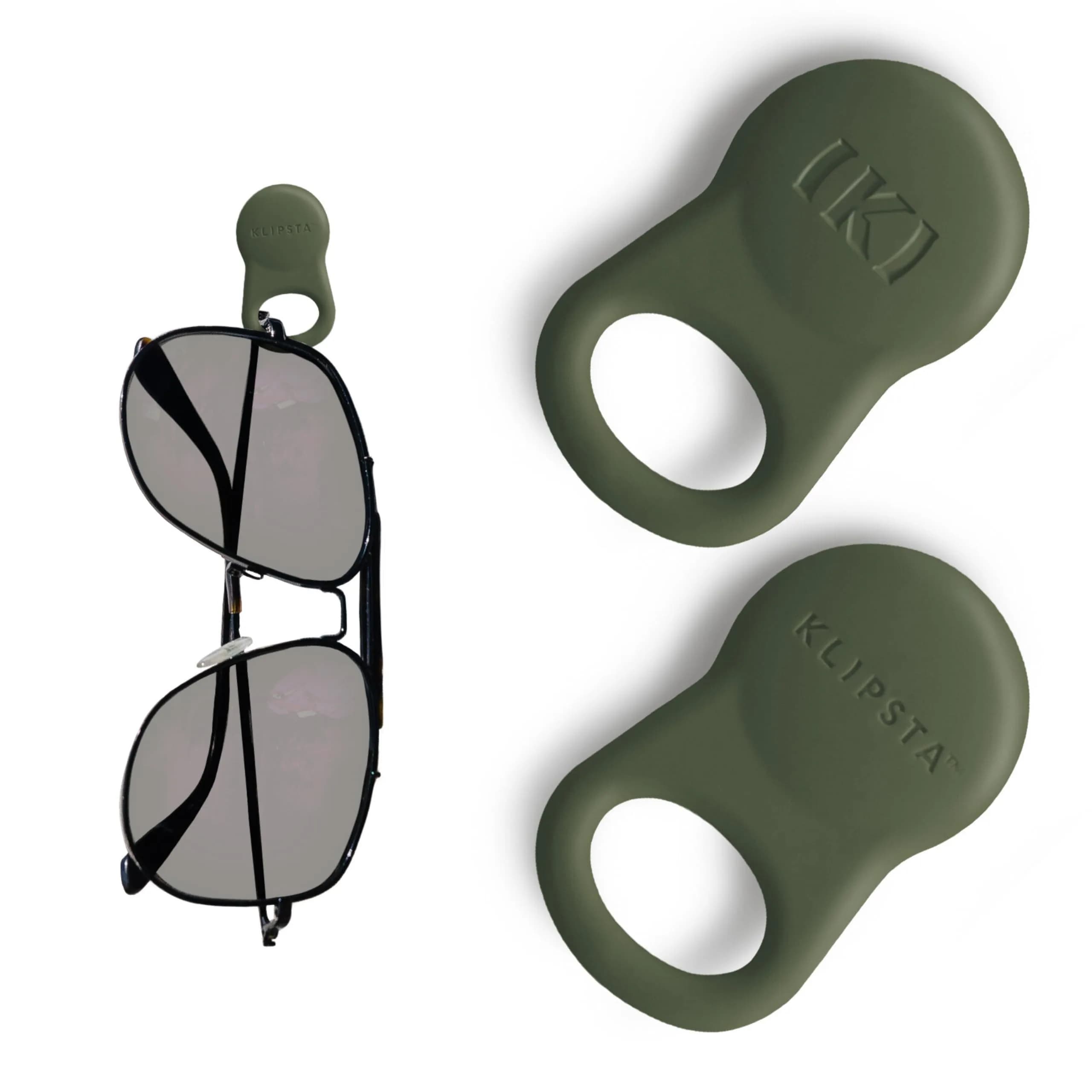 KLIPSTA SPEX Magnetic Glasses Holder Clip 2-Pack (Hot Pink) | Secure Eyewear & ID Badge Clip — Olive Green