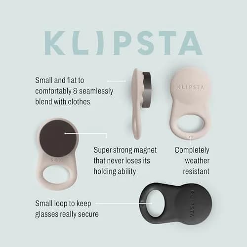 KLIPSTA SPEX Magnetic Glasses Clips (Stone & Black 2-Pack) | Secure Eyewear & ID Holder thumbnail 6