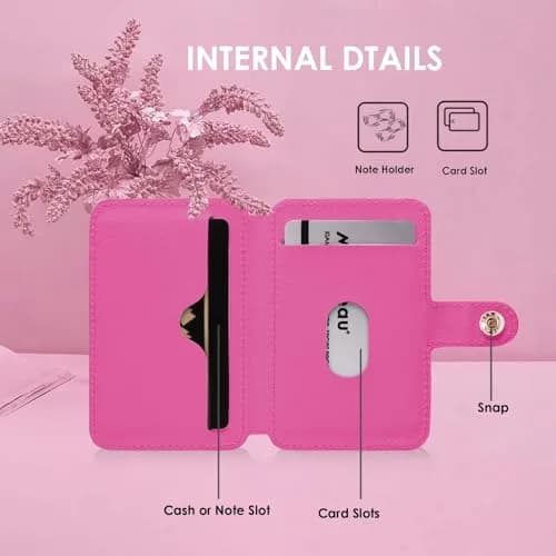 M-Plateau Card Holder for Back of Phone | Slim Leather Wallet with Kickstand (4 cards, Rose Red) thumbnail 5