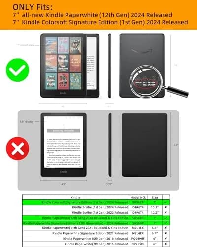 WALNEW Case for 7" Kindle Paperwhite 2024 12th Gen | Auto Wake/Sleep, Premium PU Leather thumbnail 2
