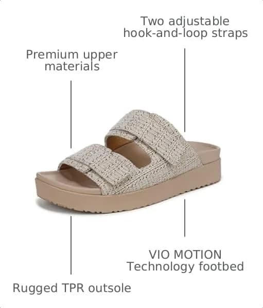 Vionic Women's Riviera Slide Sandals Skipper Blue/Gold 7.5 Wide | Built-in VIO MOTION Technology Arch Support thumbnail 4
