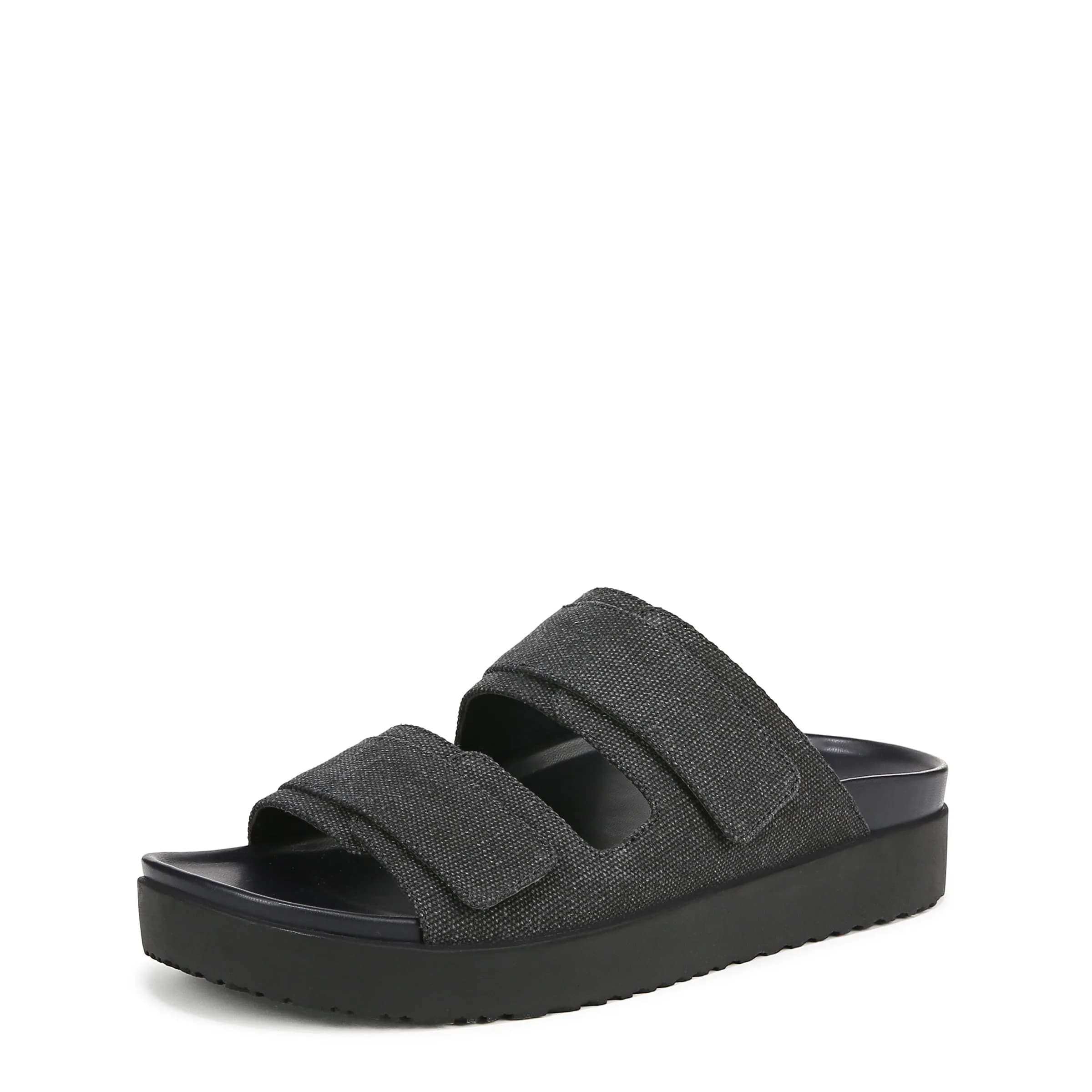 Vionic Women's Riviera Slide Sandals Skipper Blue/Gold 7.5 Wide | Built-in VIO MOTION Technology Arch Support — Black