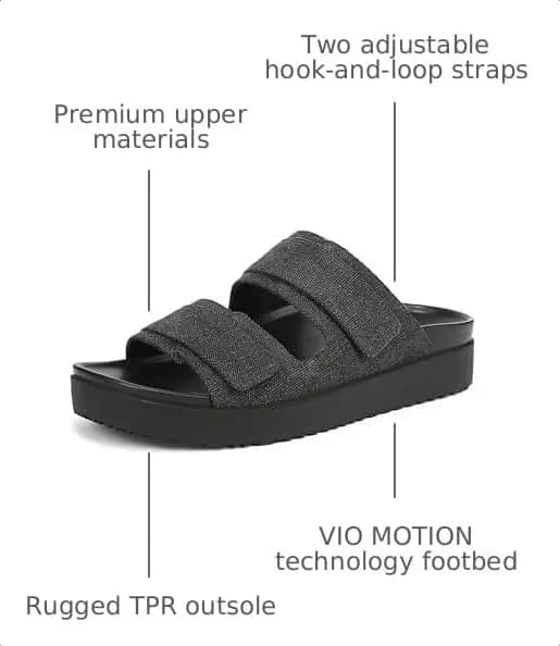 Vionic Riviera Slide Sandals Black 9.5 M | Contoured Arch Support & Cushioning thumbnail 4