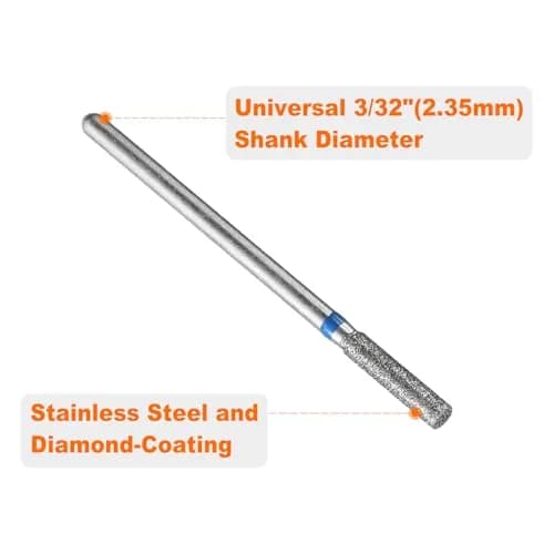 HARFINGTON 10pcs Diamond Grinding Bit Set 2.5mm Cylinder Head 2.35mm Shank | For Ceramic, Glass, Stone, Metal & Nails thumbnail 4