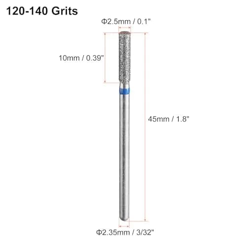 HARFINGTON 10pcs Diamond Grinding Bit Set 2.5mm Cylinder Head 2.35mm Shank | For Ceramic, Glass, Stone, Metal & Nails thumbnail 2