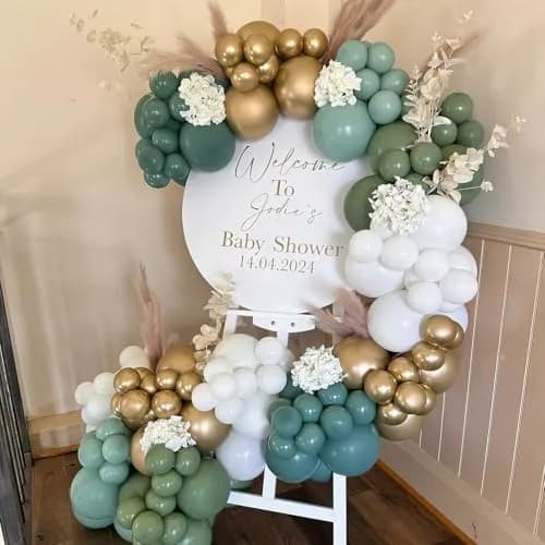 HILAVO Dusty Blue Sage Green Balloon Arch Kit 98 pcs (2.27 kg / 5 lb) | Jungle Safari Birthday Baby Shower Wedding Party Decorations thumbnail 3