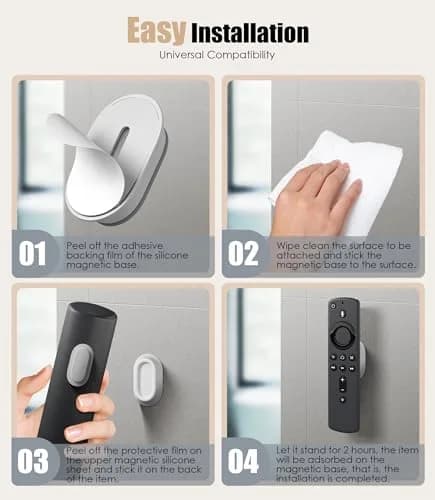 Nearockle Magnetic Remote Control Holder Wall Mount for TV/Fan, Black & White (4-Pack) | Strong N52 Magnet, No-Drill Installation thumbnail 4