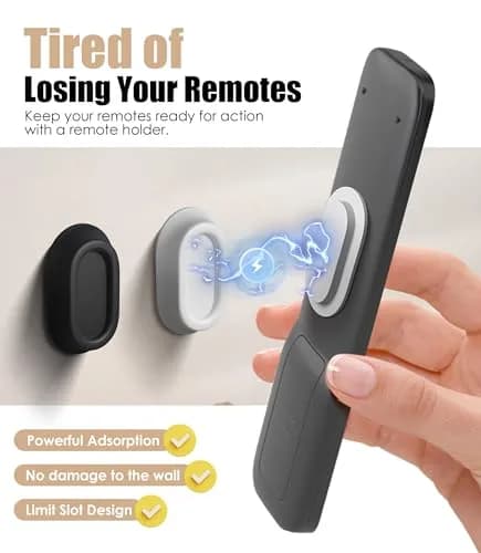 Nearockle Magnetic Remote Control Holder Wall Mount for TV/Fan, Black & White (4-Pack) | Strong N52 Magnet, No-Drill Installation thumbnail 5