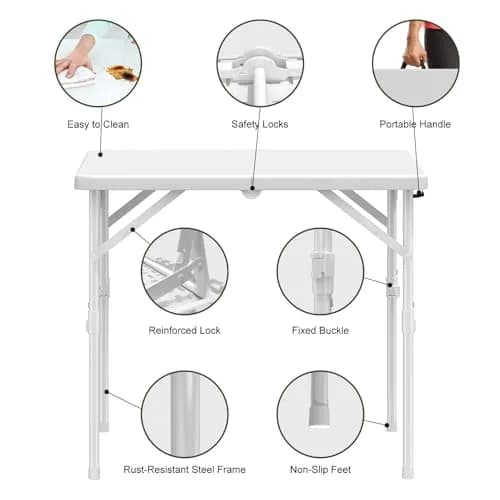 Linkriseed 34" Folding Table for Camping, Parties, School, Picnic | Heavy-Duty, Waterproof & Portable thumbnail 6