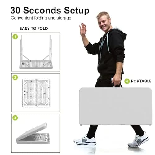Linkriseed 34" Folding Table for Camping, Parties, School, Picnic | Heavy-Duty, Waterproof & Portable thumbnail 7