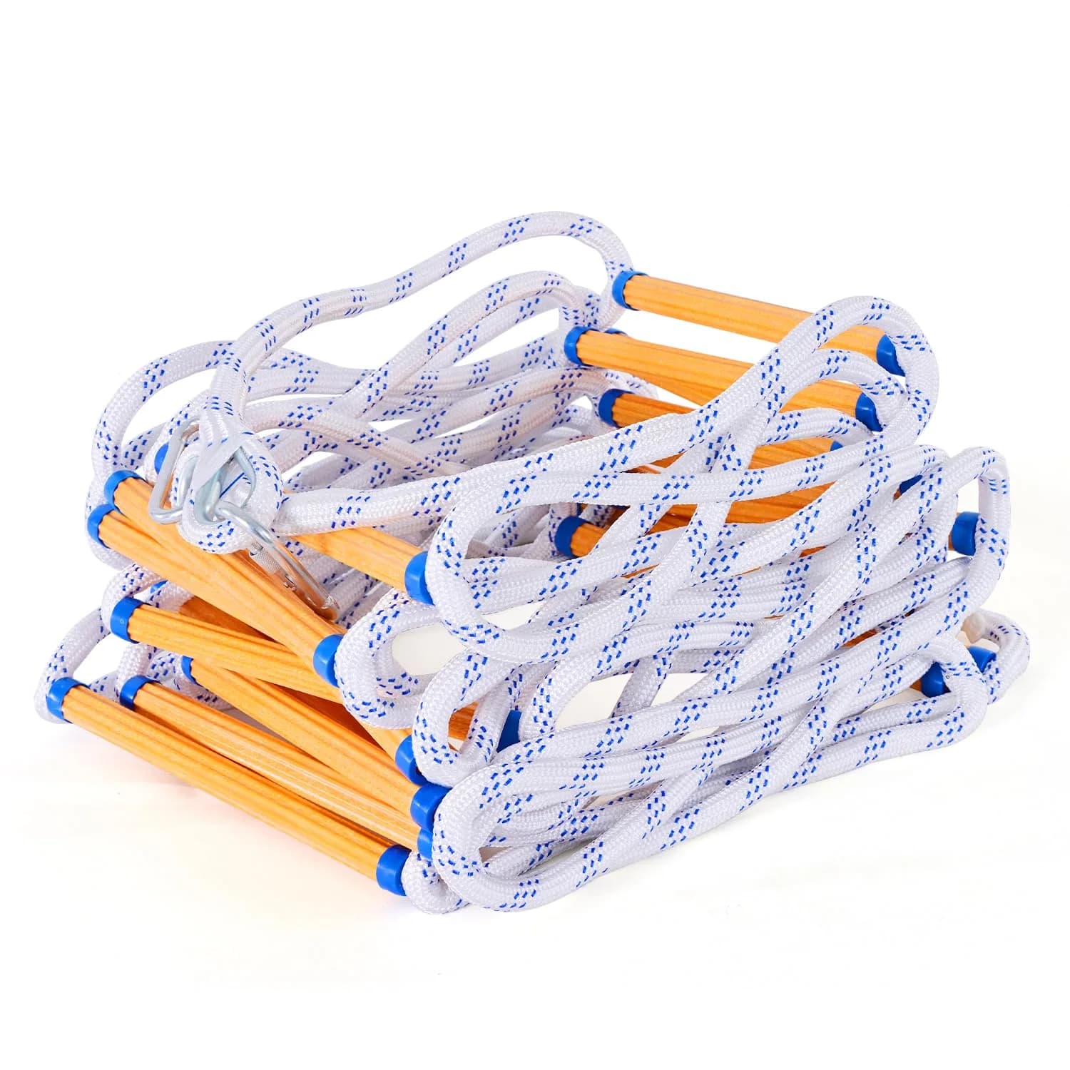 LZ.MZXU Fire Escape Ladder 13FT (3.96m) | Portable Rope Ladder with 2 Hooks for 2 Story Buildings — 13 FT