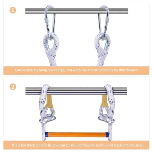 LZ.MZXU Fire Escape Ladder 13FT (3.96m) | Portable Rope Ladder with 2 Hooks for 2 Story Buildings thumbnail 5