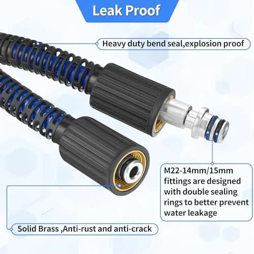 VIHEG Pressure Power Washer Hose 100 ft | Super Flexible, Kink Resistant, 4200 PSI thumbnail 6